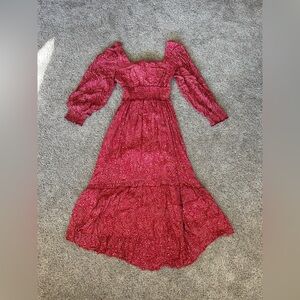 Red flowy casual dress with print